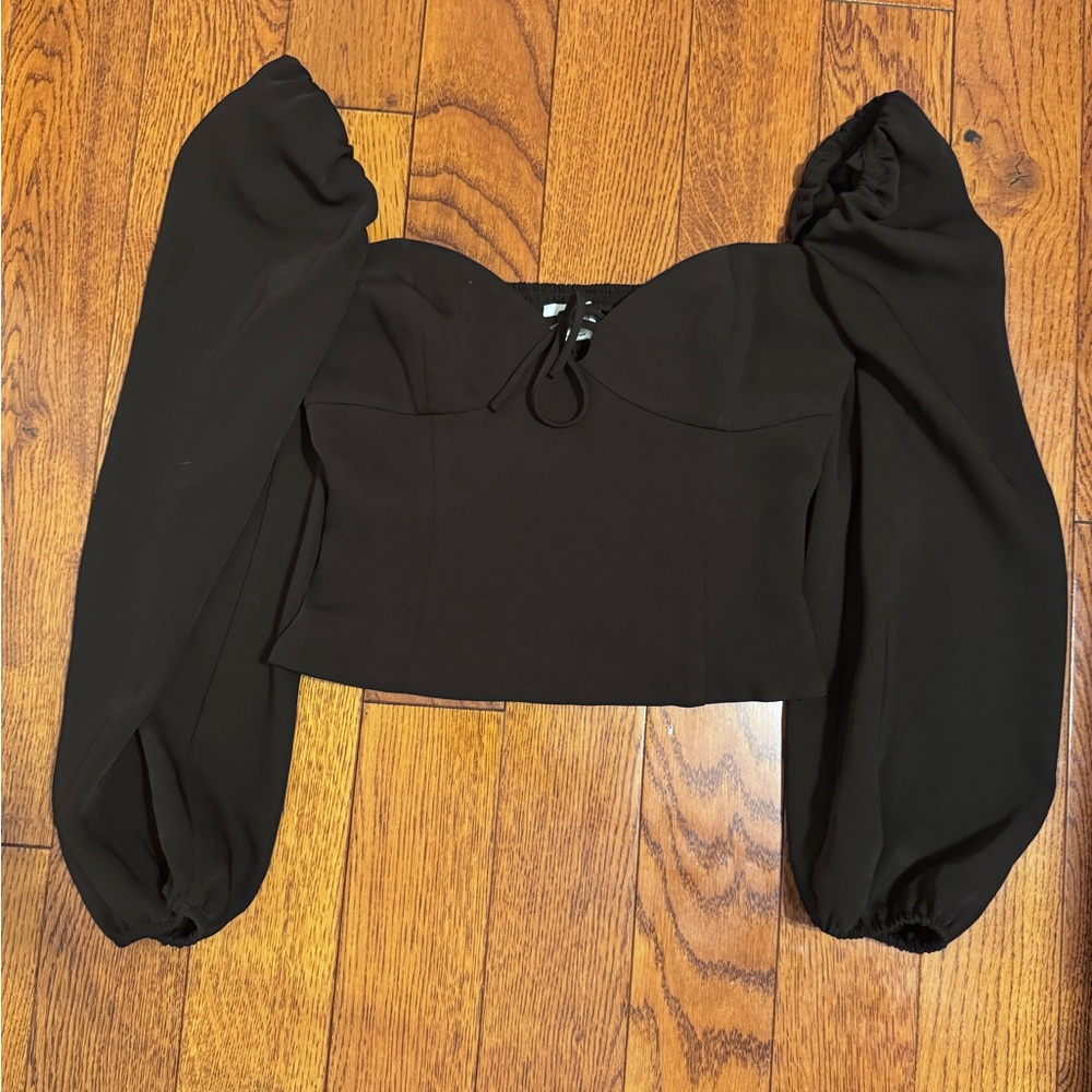 Wilfred Black Puff-Sleeve Novella Blouse